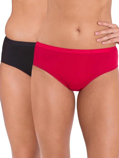 Jockey Style 1523 Women's High Coverage Super Combed Cotton Mid Waist Hipster With Ultrasoft Exposed Waistband and StayFresh Treatment - Dark Assorted(Pack of 2)