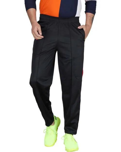 Carltron Men Black Solid Cotton Blend Track Pants