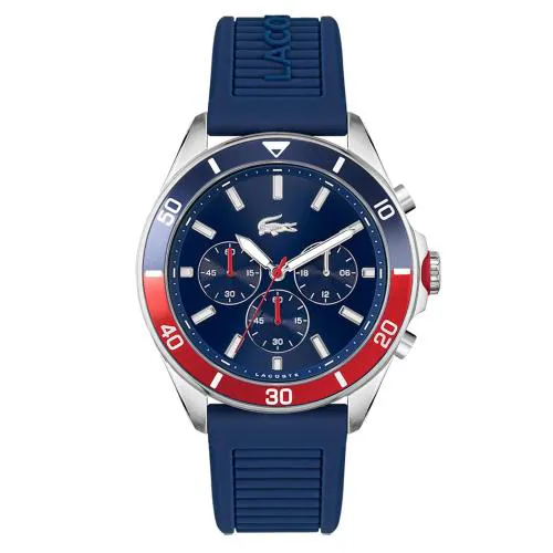 LACOSTE TIEBREAKER Dual Time Chronograph Blue Round Dial Men's Watch - 2011154