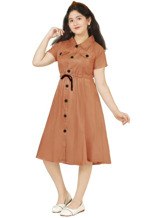 KAARIGARI Girls Orange Below Knee Casual Dress  | Dresses | Kids Wear | Girls Dress | Kids Dress | Frock | Frock Girls | Girls Frock | Dresses For Girls | Kids Girl Dress | Frock For Girls | Kids Wear Girls