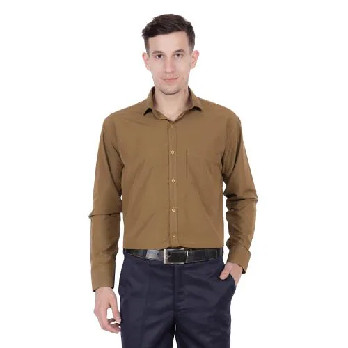 Appel Touch Cottonblend Full Sleeves Formal Khaki Shirt( 5XL Size)
