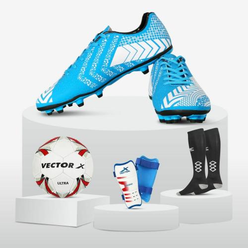 Vector X Gravity Shoe, Football ,Pair of Shin Guard & Pair of Stockings Combo kit