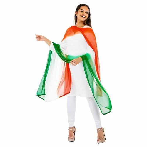 Kemza Women's Chiffon Tricolor Dupatta Tiranga Chunni For Girls [Pack of 1]