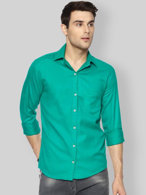 Buy YHA Mens Turquoise Solid Cotton Shirt Online at Best Prices in