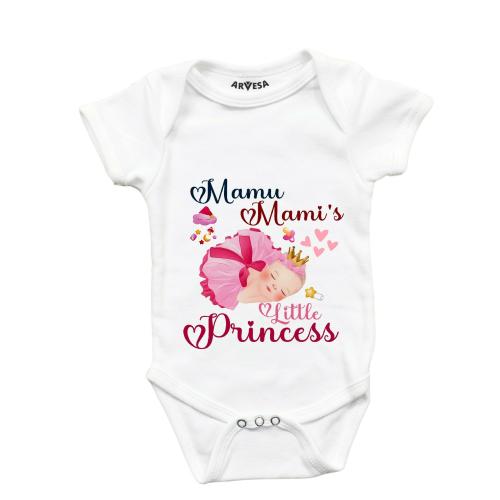Arvesa Mamu Mami Little Princess Theme Unisex Baby 0-3 Month White Romper OnesieR-1214-S-WHITE