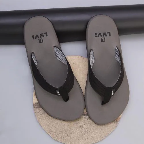 LYVI Plain Grey Slippers for Men