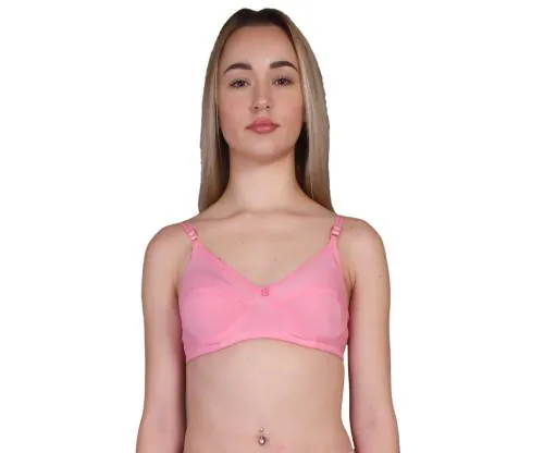 MAD VENOM Women's Cotton Non-Padded Wire Free Full Coverage Bra | Full Coverage Casual Wear For Girls Pink