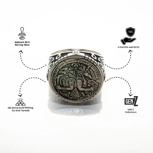 Versavia Stylish 1.925 Sterling The Mummy Silver Ring | Anti Tarnish 2.18k White Gold Plating Ring | Perfetc Gift For Man_22