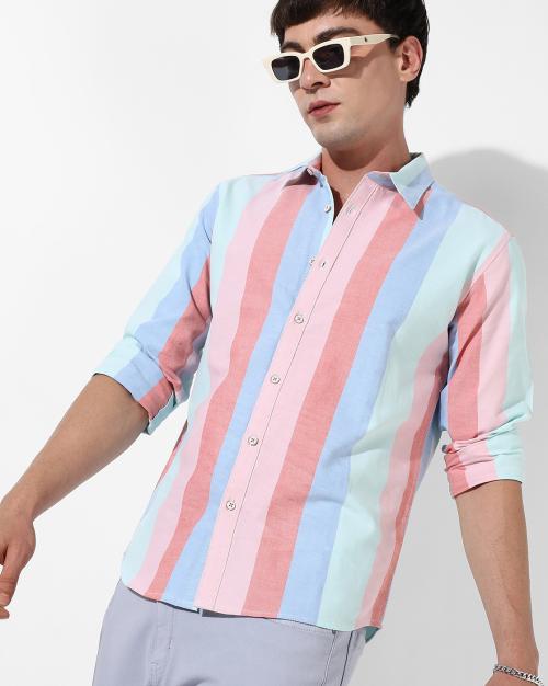 Campus Sutra Men's Multicolour Roman Striped Shirt