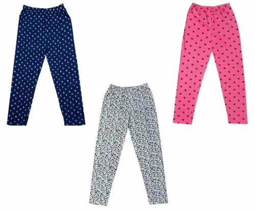 IndiWeaves Girls Cotton Printed Lower Pyjama/Track Pant (Pack of 3)