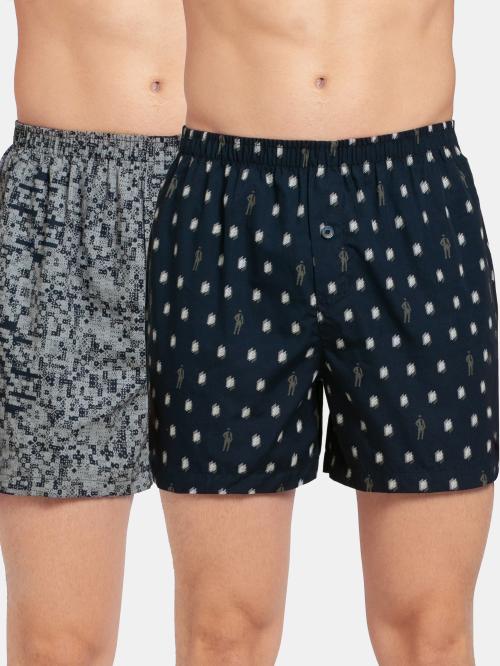 Jockey Style 8222 Men's Super Combed Mercerized Cotton Woven Printed Inner Boxers with Ultrasoft and Durable Inner Waistband - Assorted Prints(Pack of 2)