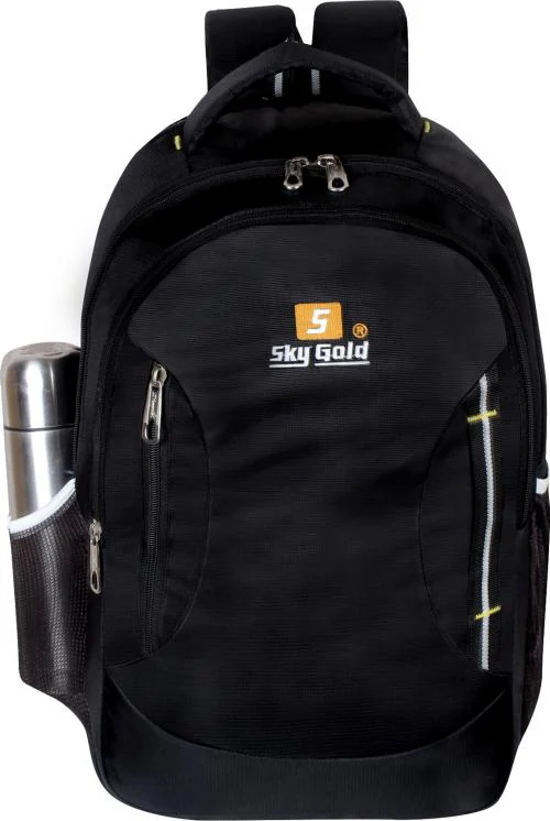 Sky Gold Black Denim College Casual Backpack, 30 L