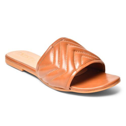GNIST Ziczak Textured Strap Tan Sandal