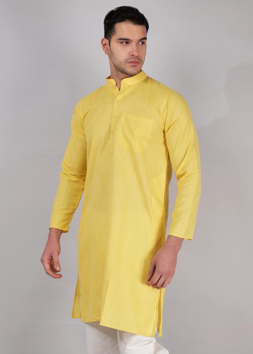Narayan Bhakti Stylish Men's Kurta Set Solid Premium Cotton Knee Length Regular Fit - Perfect for Ethnic and Casual Wear Size-42