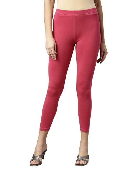 Go Colors Women Pink Solid Stretch Leggings
