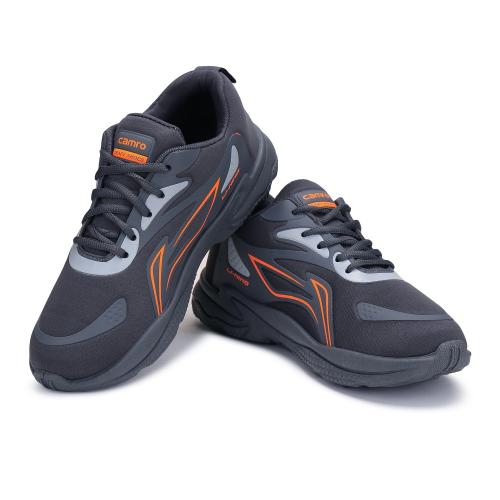 CAMRO Crazy-02 Lace Up Dark Grey Sports Shoes, Mesh Upper & PVC Sole for Running, Gyming & More