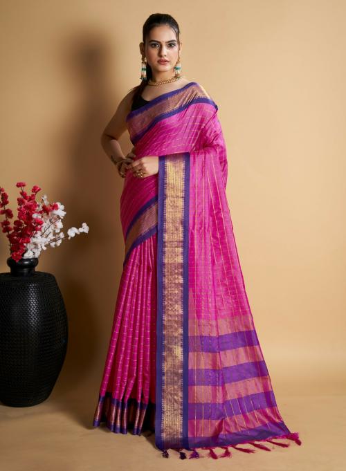 Survir Trends Soft Silk Checked Saree