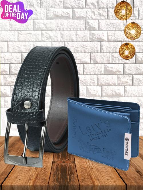 Kastner Men Solid Artificial Leather Belt And Wallet Combo(Pack Of 2)