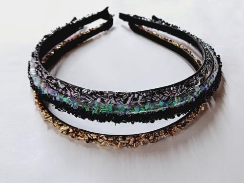 THE MAXIM ,Crystal Studded Fashion Party Thin Hair Band Head Band , Pack of 03