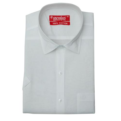 Genius Shirts 100% Cotton Solid Formal Half Sleeve Shirt for Men (38, White)