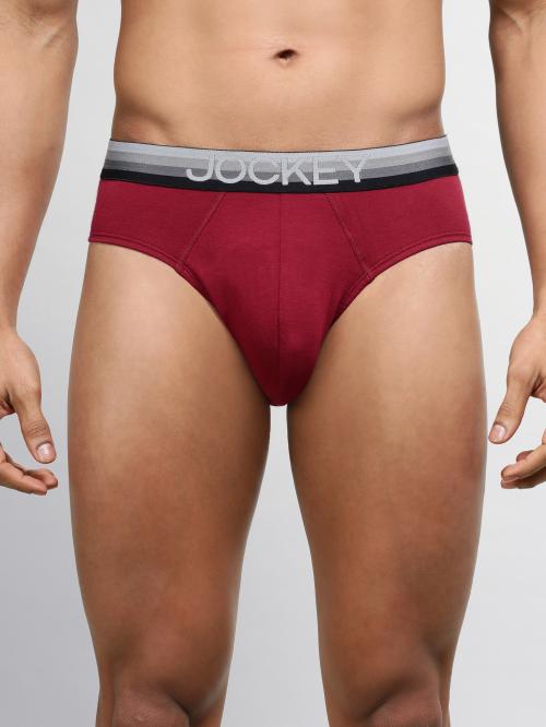 jockey Men Red Pepper Solid Cotton Blend Briefs