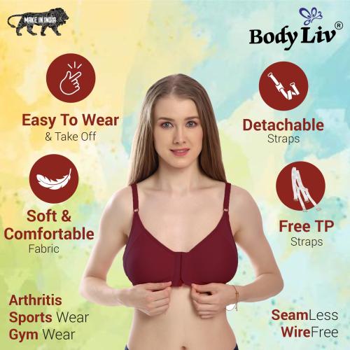 Front Open Bra for Women -Maroon