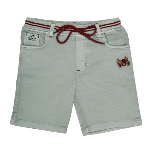 OXTRAP Boys Regular fit, Shorts, Drawstring Waistband, Stretchable Soft Denim, Solid, Above Knee Length (Olive, 14-15 Years)