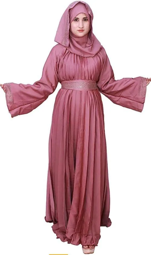 Grand shopping Nida Matte Abaya With Hijab (Pink)