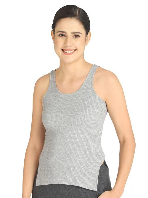 Buy BODYCARE Women Grey Solid Cotton Blend Thermal Tops Online at Best