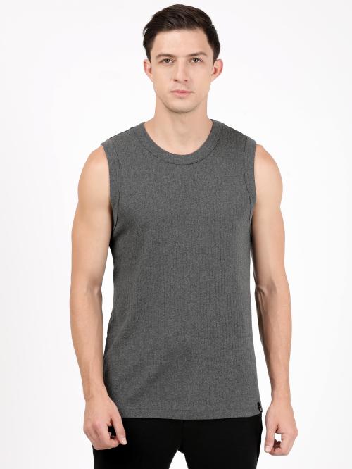 Jockey 9930 Men's Charcoal Solid Cotton Sleeveless Vest