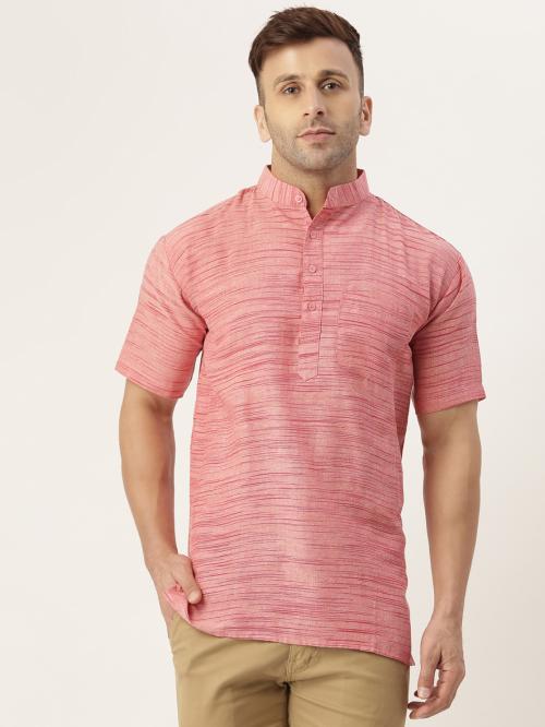 RIAG MEN'S TEXTURED HALF SLEEVES SHORT KURTA