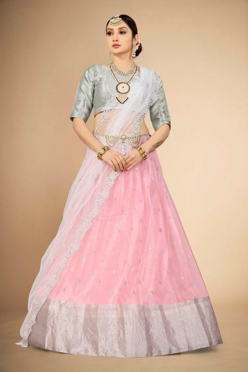 Fabcartz Self Design Orgenza Silk Lehenga Choli (Pink) Beautiful & Latest Design | In Vogue Women Outfits|