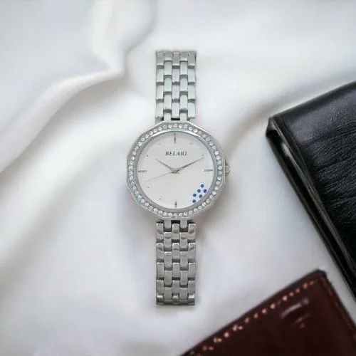 BELARI Ladies Watch Silver Dial Steel Case And Steel Chain /Latest Design Analog Display Ladies Watch