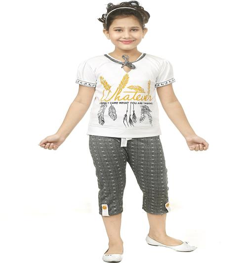 F2CLUB Girls Party(Festive) Top Pant (White)