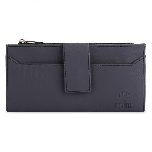 The Clownfish Grey Pvc Wallet Clutch For Women