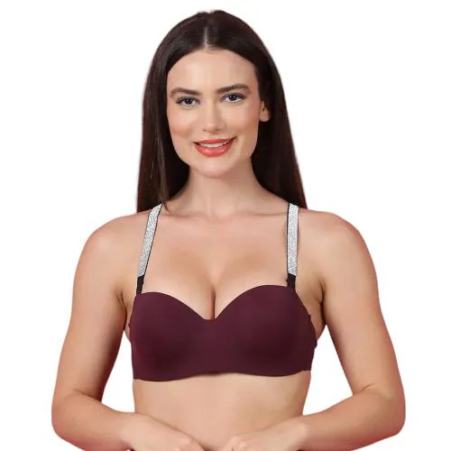 PrettyCat Women Maroon Lightly Padded Balconette Bra