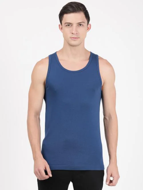 Jockey FP04 Men's Dark Blue Solid Cotton Sleeveless Vest