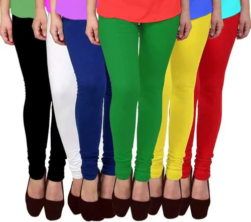 ASA Women Multicolor Solid Cotton Blend Pack of 6 Legging (Free Size)
