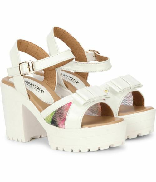 Krafter White Block Heel for Women