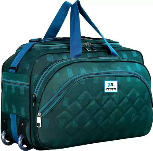 Zeden Green Nylon Duffel Bag With Wheels 65 L