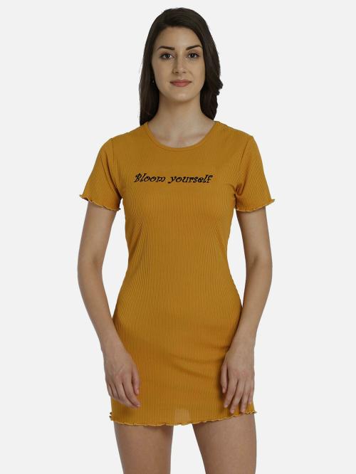Yaadleen Women Yellow Polyester Shirt Dress (L)
