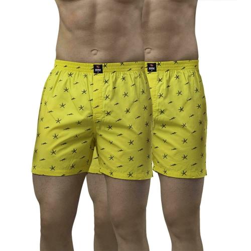 Underjeans by Spykar Yellow Cotton Boxer Shorts For Mens Pack of 2