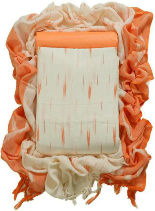 Sun Fashion And Lifestyle Women White Printed Pure Cotton Unstitched Salwar Suit Material