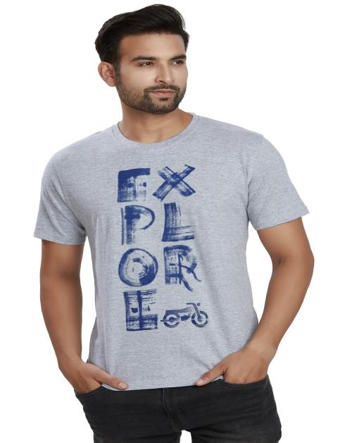 Cobalt Fashion Mens Regular Smart Fit Explore Grey TShirt