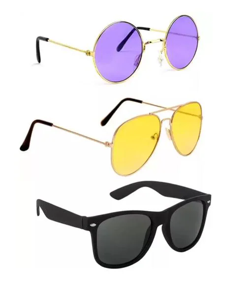 Elligator Aviator Round And Wayfarer Sunglasses for Men and Women UV Lens Protection