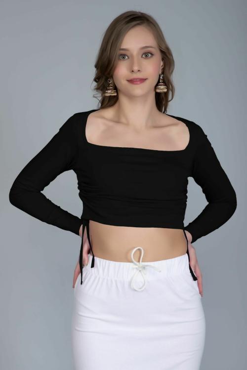 THE BLAZZE B1900 Women Cotton TV Oval Neck full Sleeve Readymade Saree Blouse