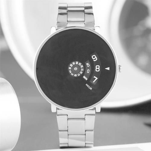 Daniel Jubile Analog PAIDU Black Dial Silver Strap Chain Watch For Men