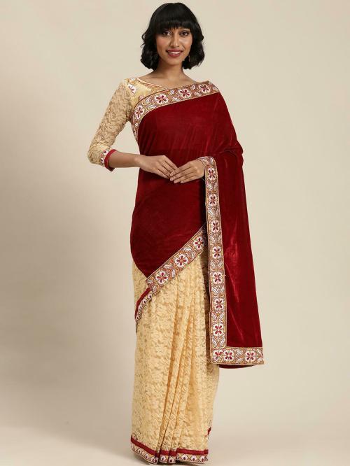 SAADHVI Maroon Casual Wear Art Silk saree saree / saree for women / sarees / sarees latest / sari