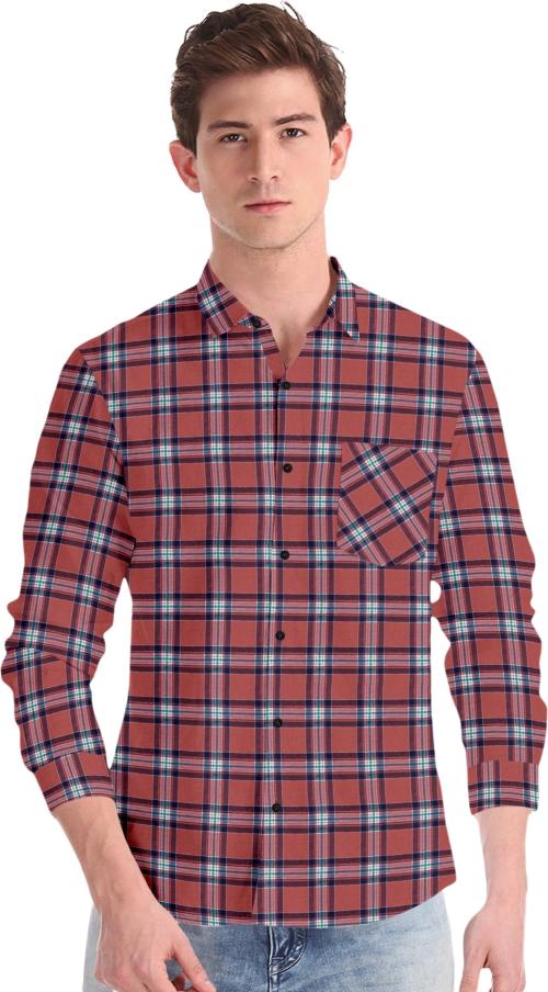 NuJi Men Red Checkered Cotton Blend Casual Shirt - XXL