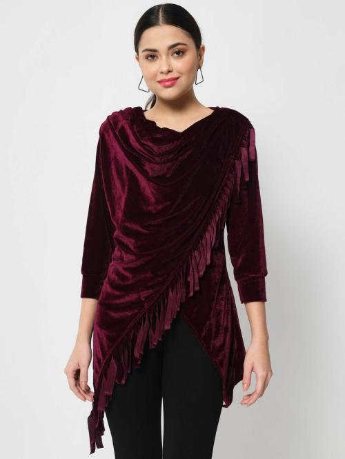 Kannan trendy fringed shrug top
